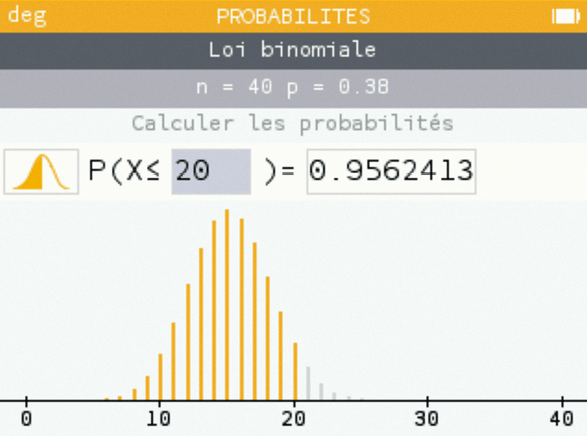 Maths spé - Chapitre 12 - Loi binomiale - Cours - Introduction à l'échantillonnage - écran de calculatrice