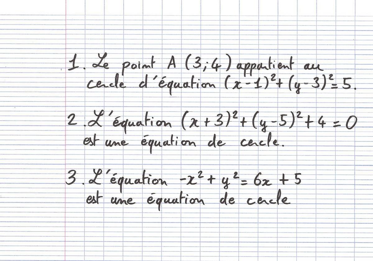 1. Équation de cercle | Lelivrescolaire.fr