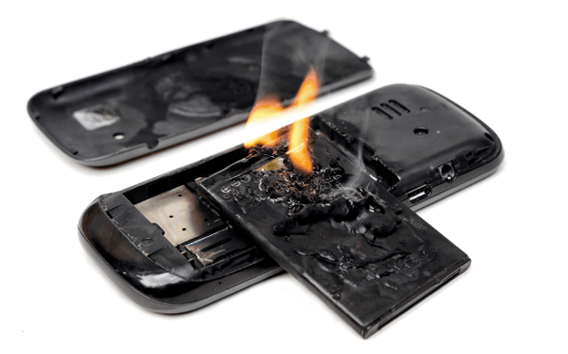 Batterie de portable en feu