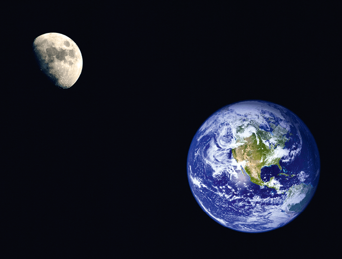 Photographie satellite de la Terre et de la Lune