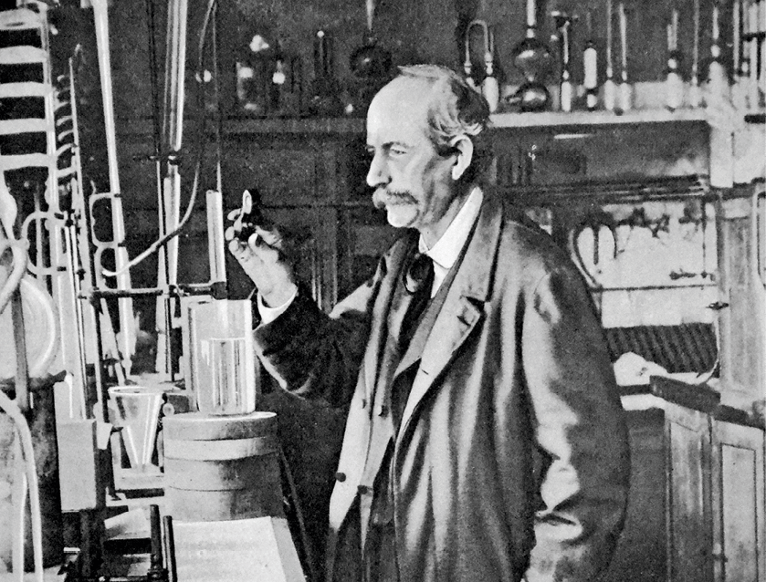 Berthelot dans son laboratoire de Meudon
