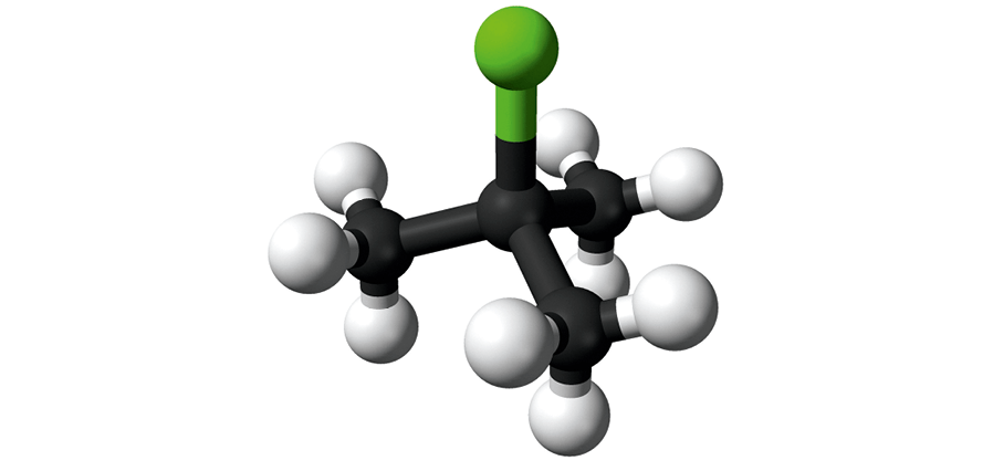 Modèle moléculaire du chlorure de tertiobutyle