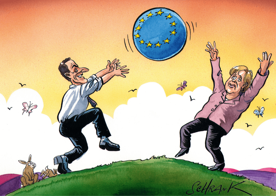 Caricature de Nicolas Sarkozy et Angela Merkel