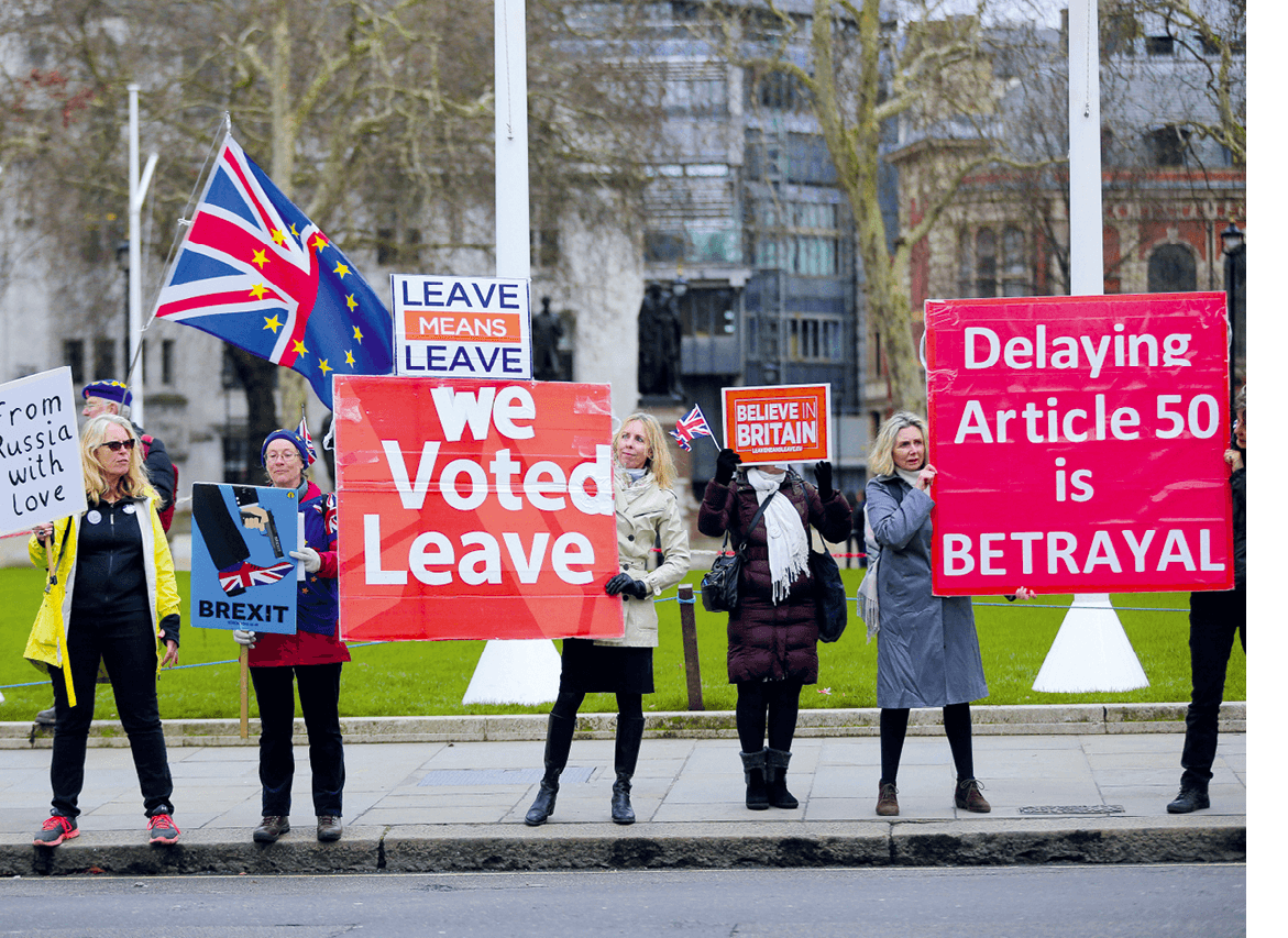 Photographie de manifestants pro-Brexit à Londres