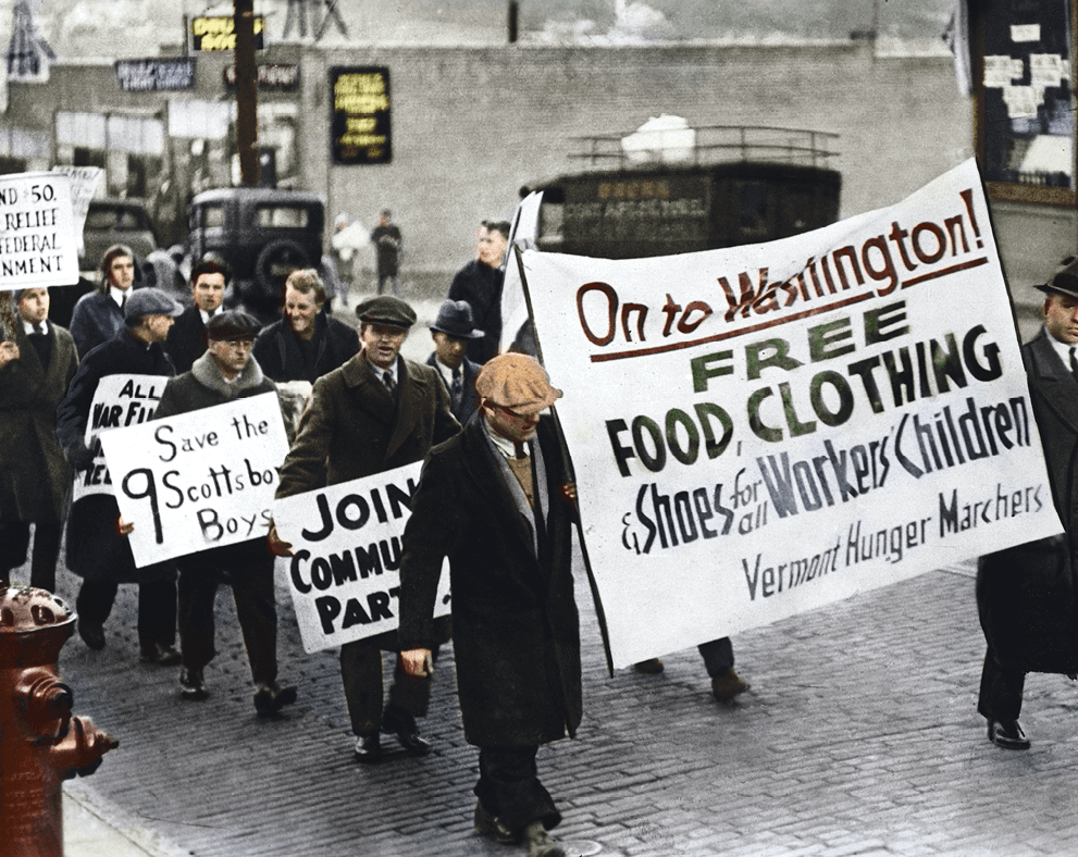 Marche de la faim de chômeurs du Vermont vers Washington en 1931, photographie anonyme