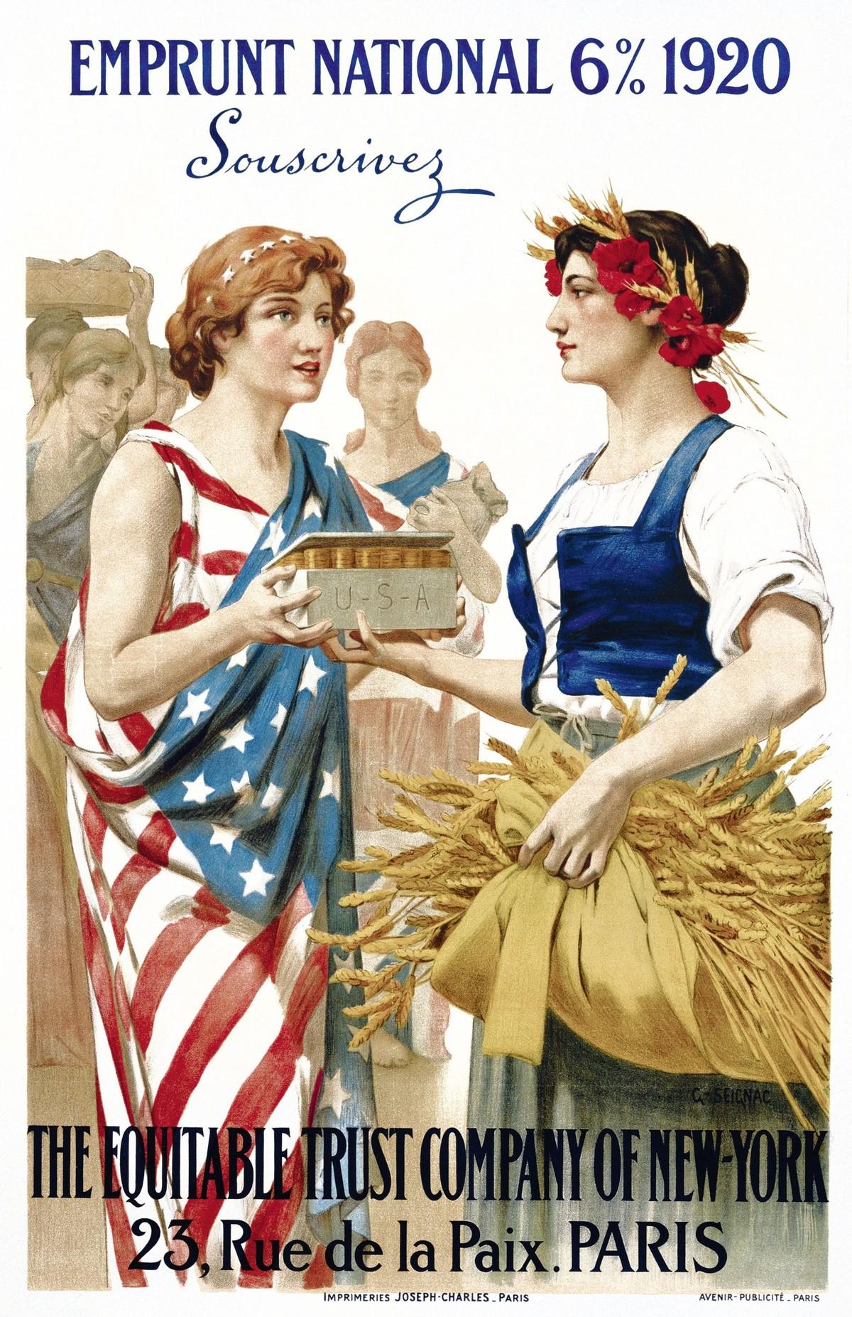 Guillaume Seignac, 1920, affiche : Les États-Unis prêtent à l'Europe