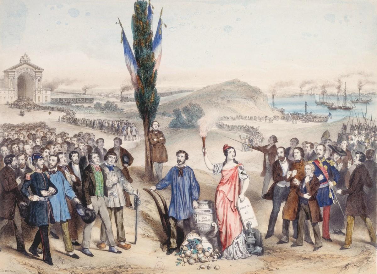 Marie-Cécile Goldsmid et Frédéric Sorrieu, Le Suffrage universel, 1850, lithographie
