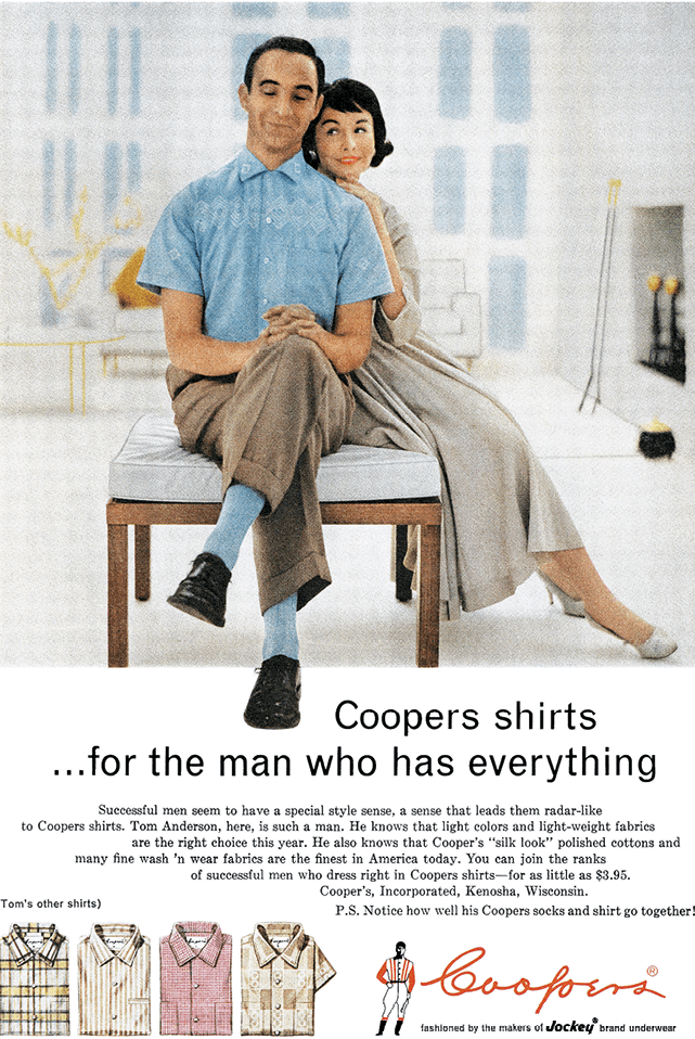 1958 U.S. advertisement for Coopers men's shirts