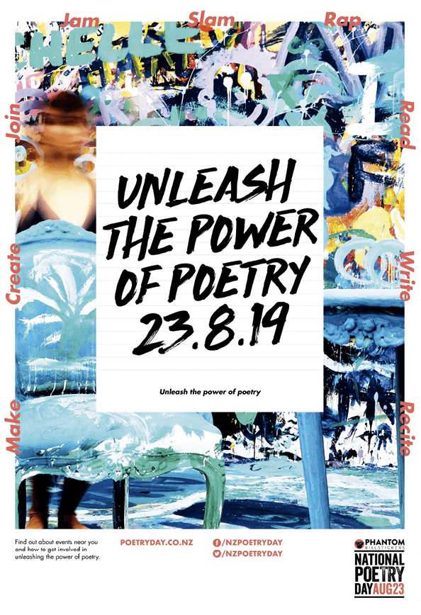 Poster for National Poetry Day, New Zealand, 2019.