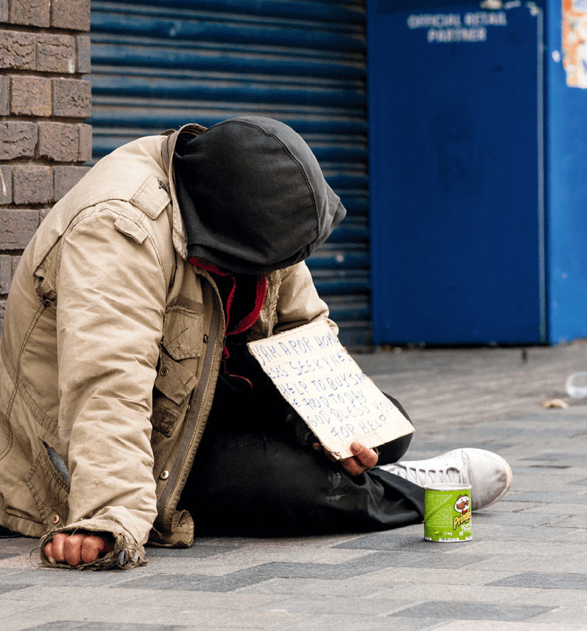 Sans-abri mendiant à Glasgow.