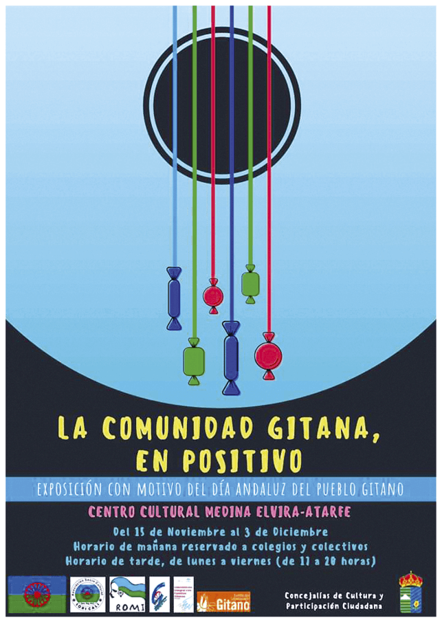 Cartel de la exposición «La comunidad gitana, en positivo», Ayuntamiento de Atarfe, 2018.