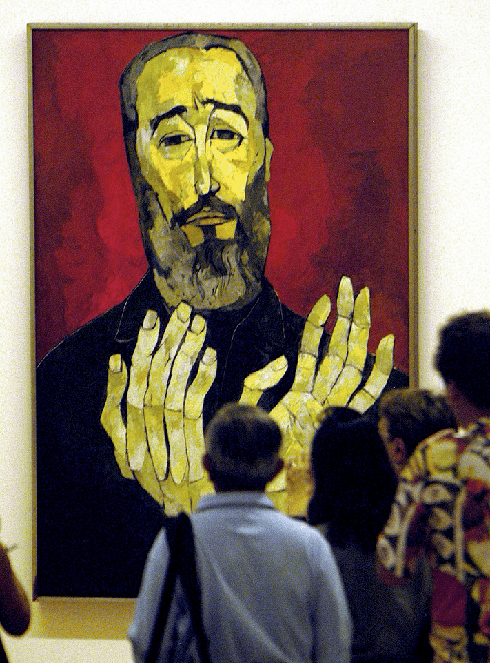 Inauguración de la exposición del pintor ecuatoriano Oswaldo Guayasamin en el Museo
de Bellas Artes de La Habana, 2006.