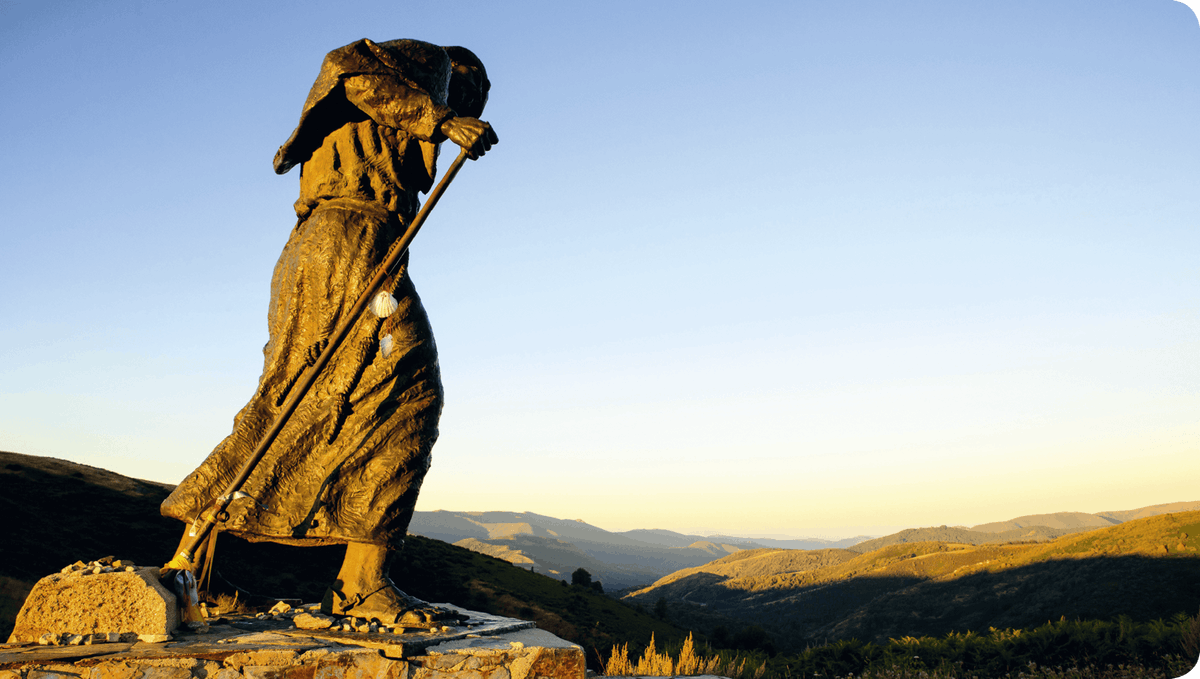 Estatua de un peregrino, Alto de San Roque, España