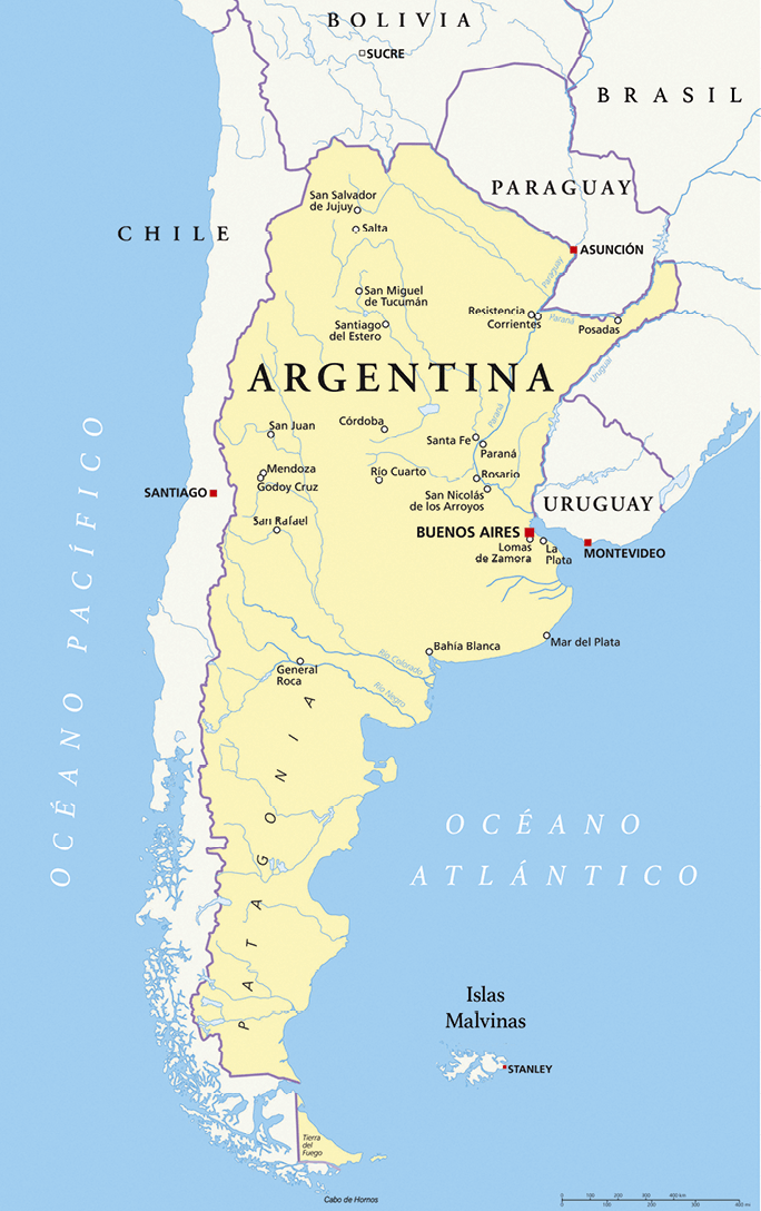 Mapa político de la Patagonia