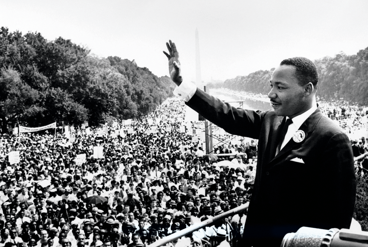 Le pasteur Martin Luther King, lors de son discours le 28 août 1963.