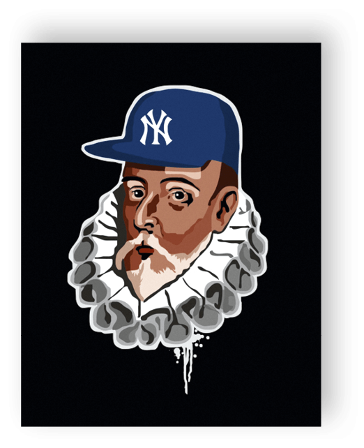Cervantes con gorra, ilustración
de David Navascues