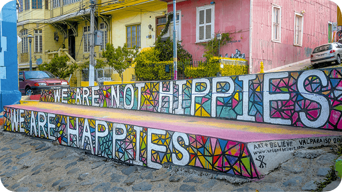 Street art We are not hippies we are happies