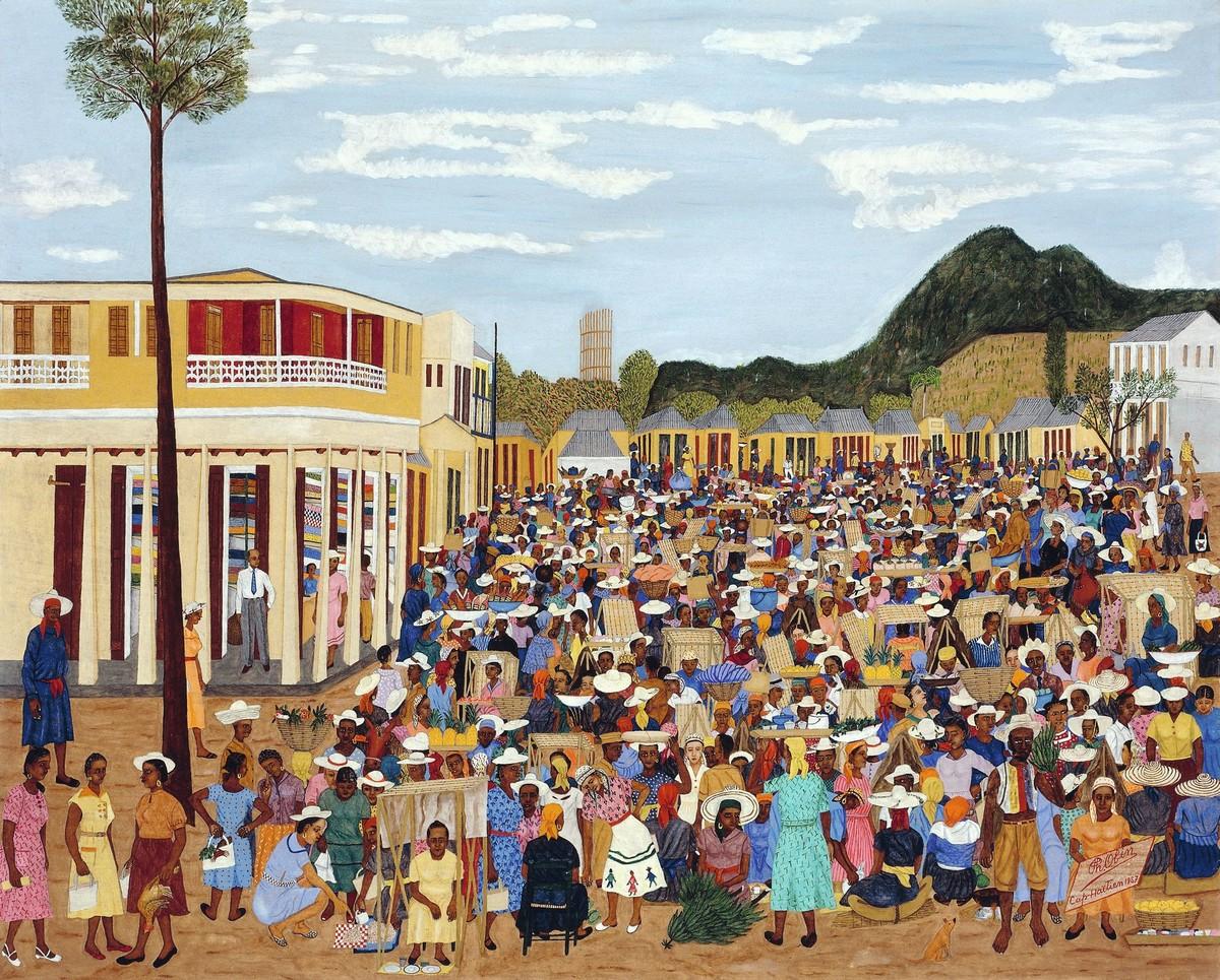 Philomé Obin, Le marché de Limbé, 1957.