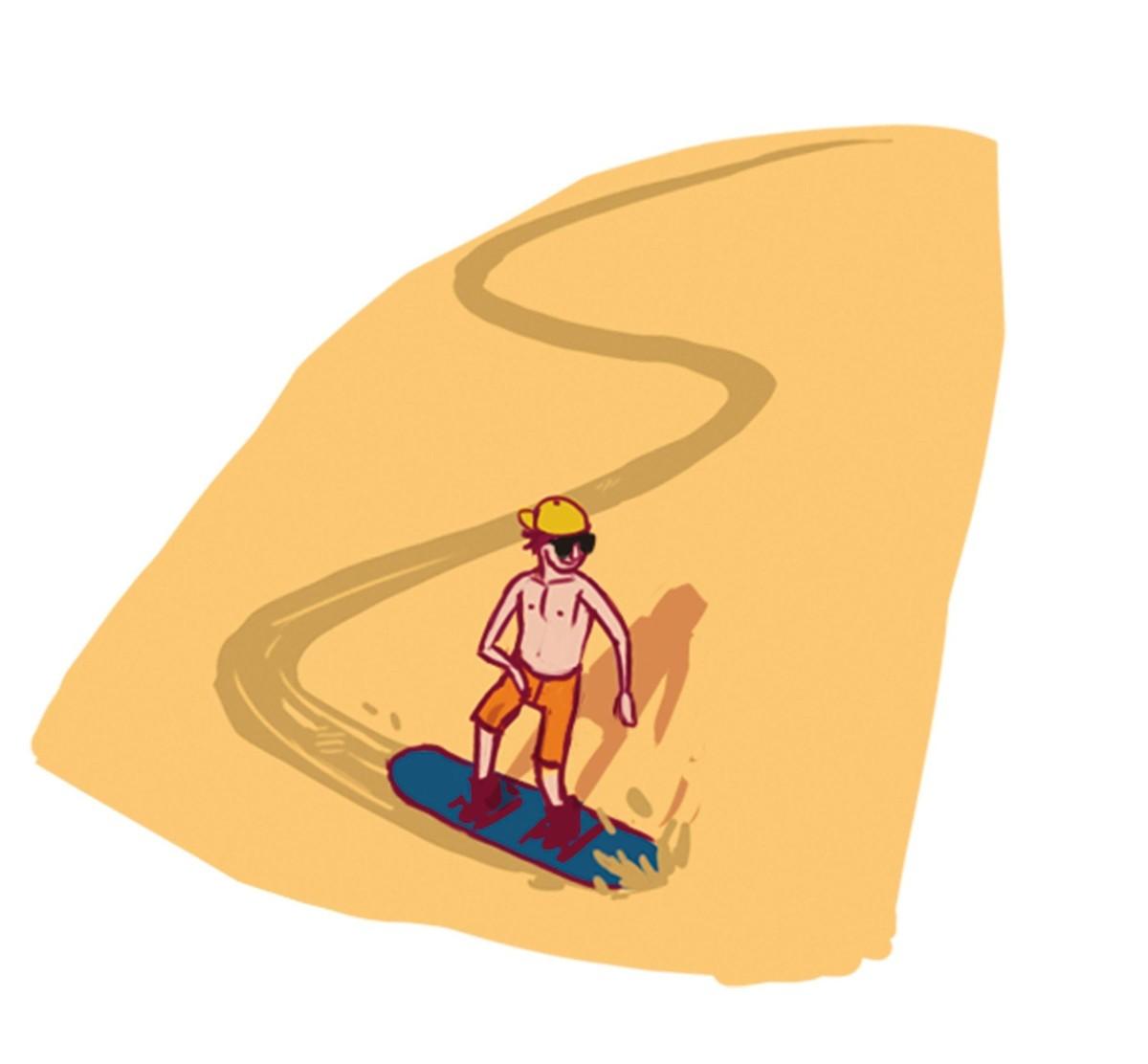 Une personne qui fait duu sandboarding