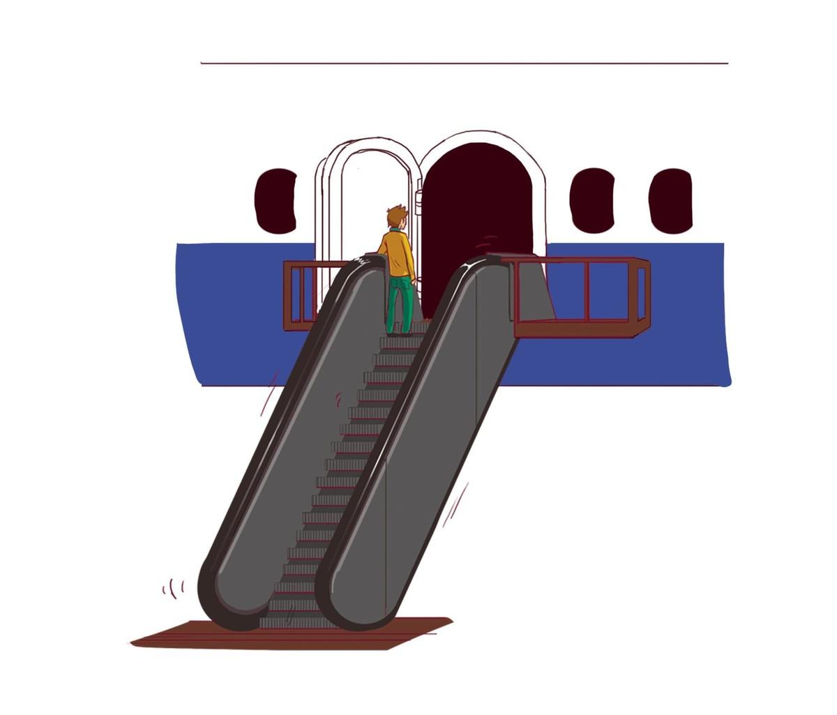 illustration d'un escalier menant à un avion