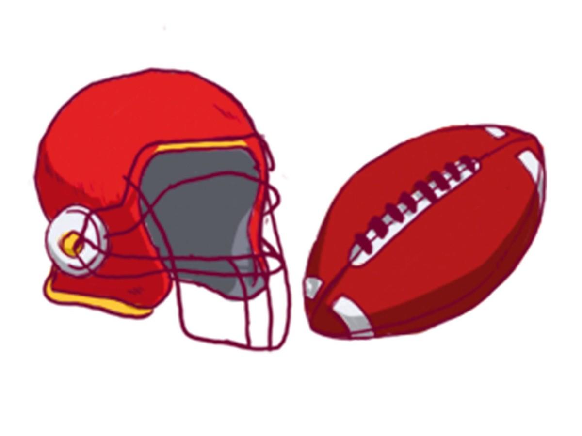 Illustration d'un casque et d'un ballon de football américain.