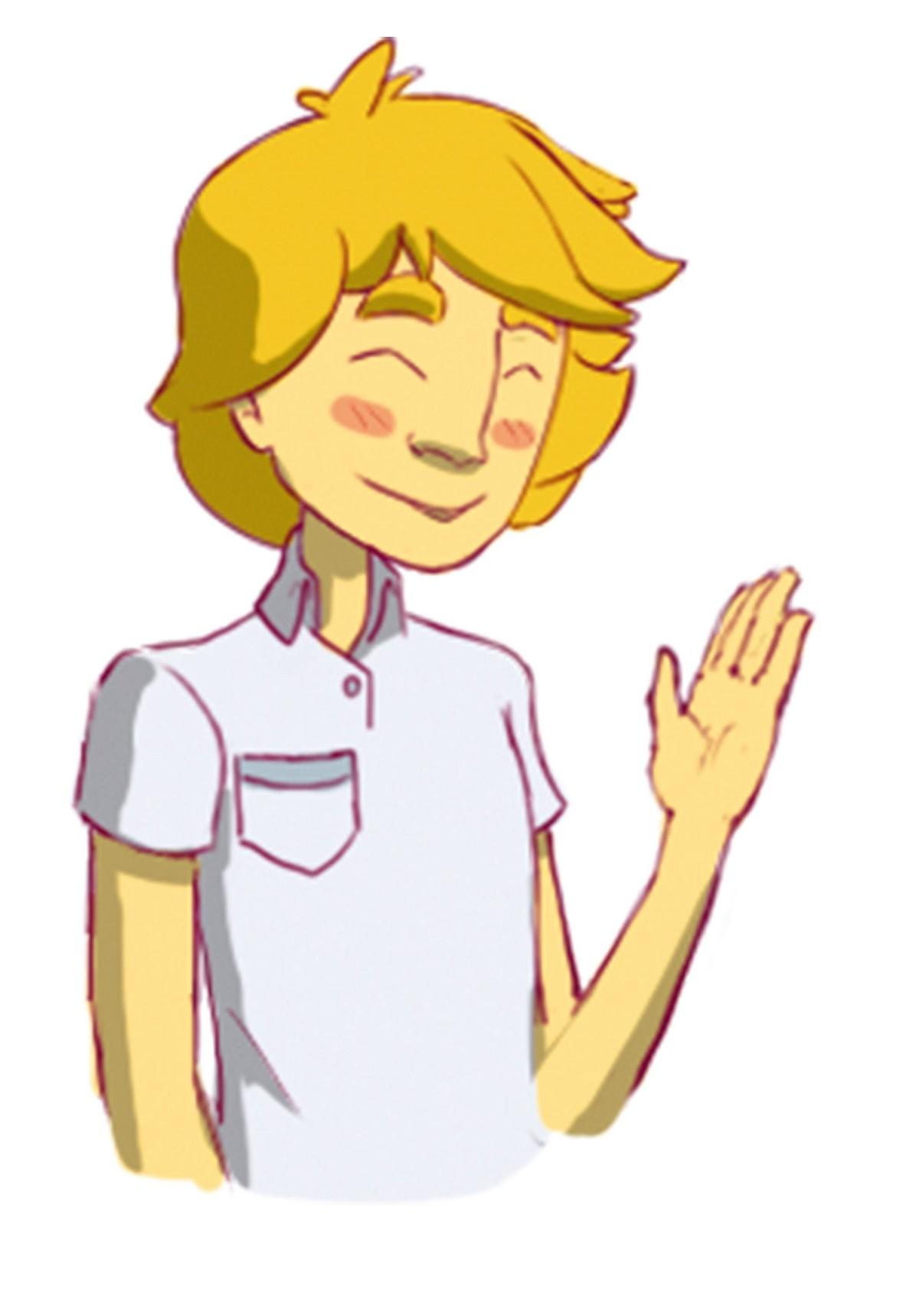 Illustration d'un garçon faisant signe de la main.