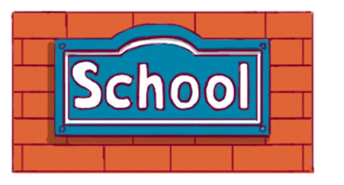 Illustration d'un panneau indiquant School.