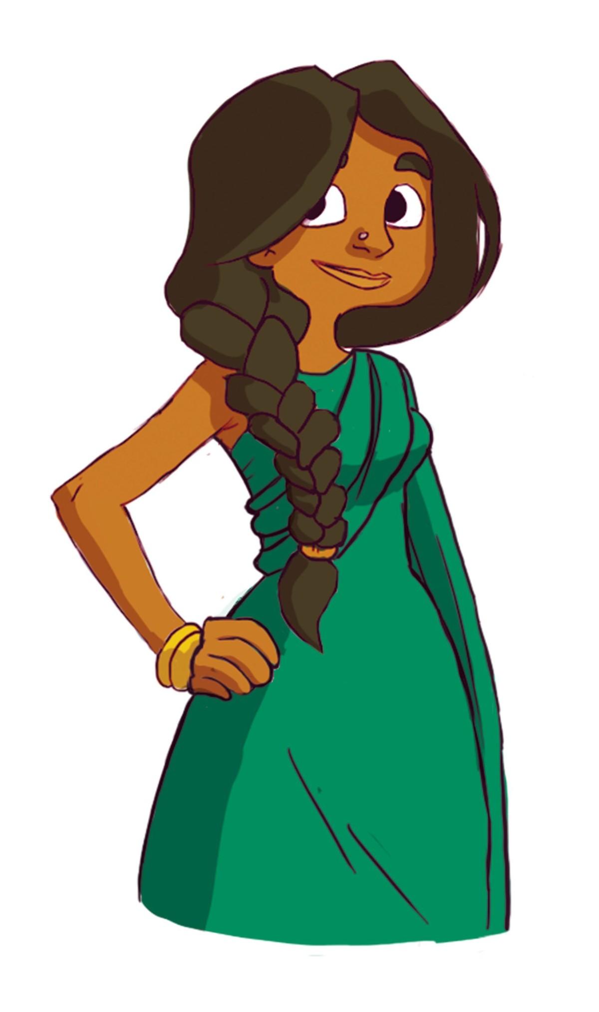 Jeune fille avec un sari vert
