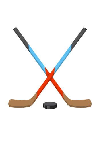 Palet et bâton de hockey sur glace