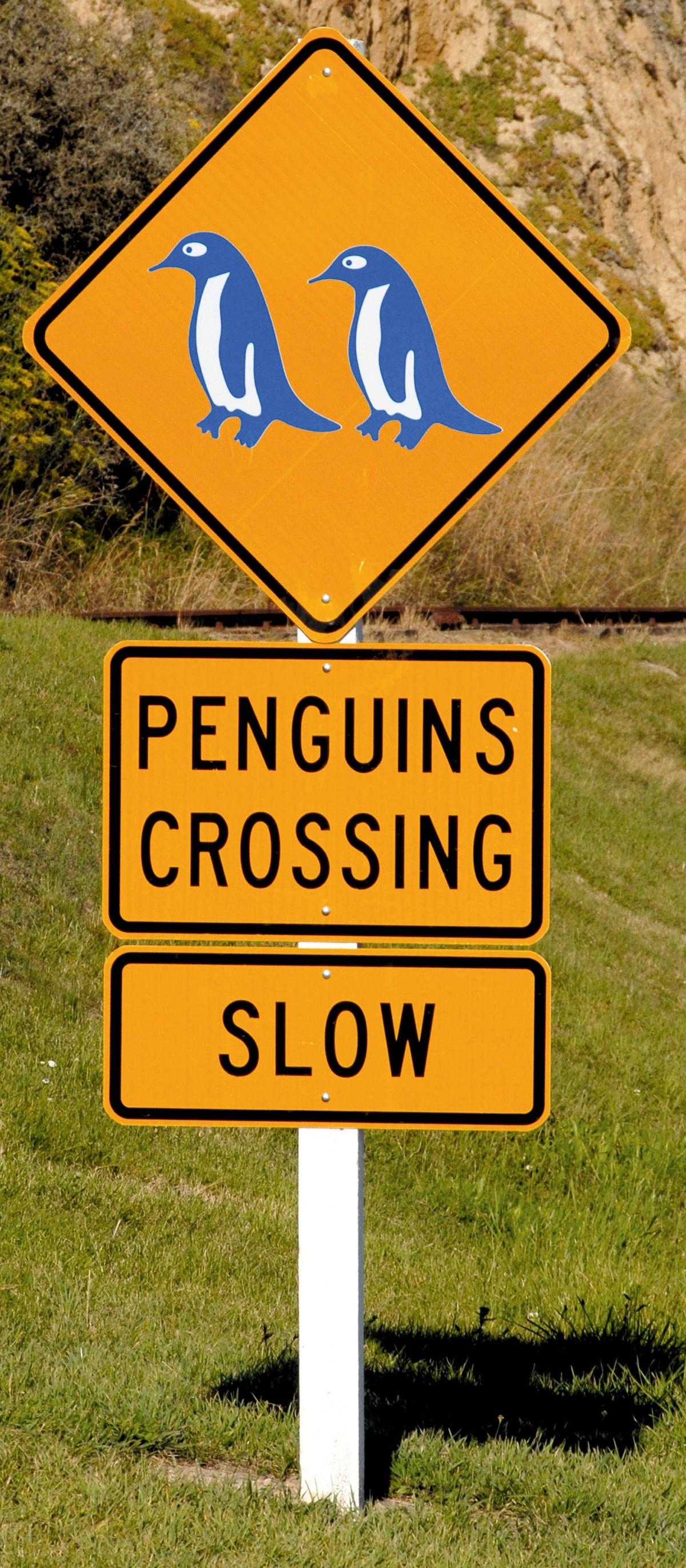 Panneau signalant un passage de pinguins