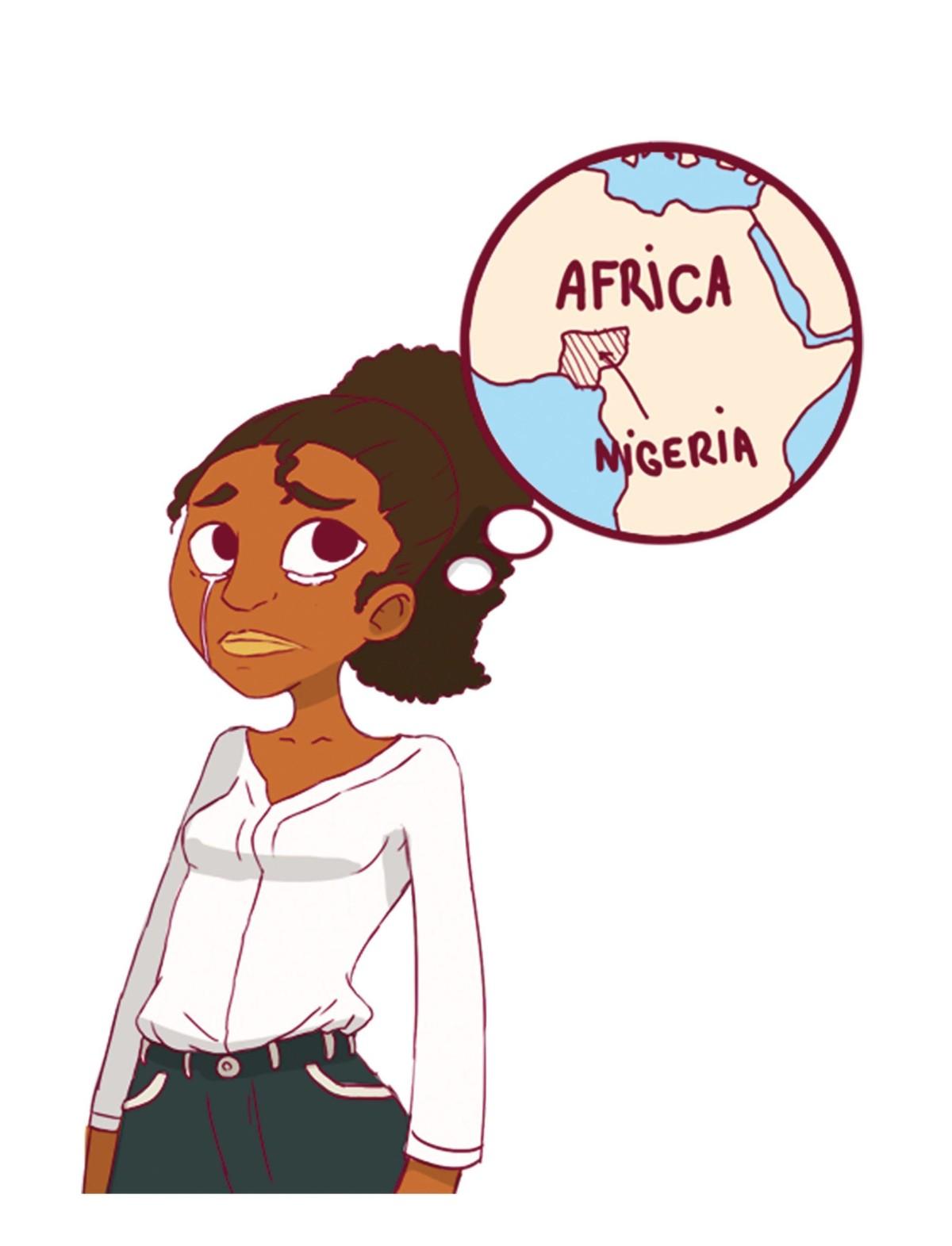 Une jeune fille qui pense à son pays qui lui manque
