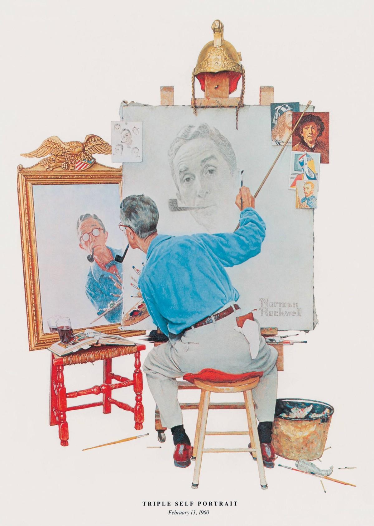 Œuvre Triple Self-Portrait, de Norman Rockwell.