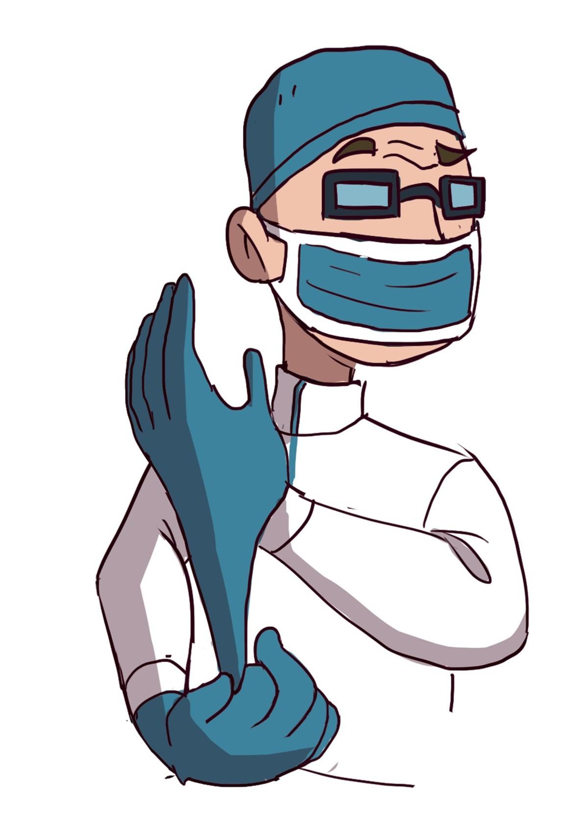 un chirurgien qui met des gants