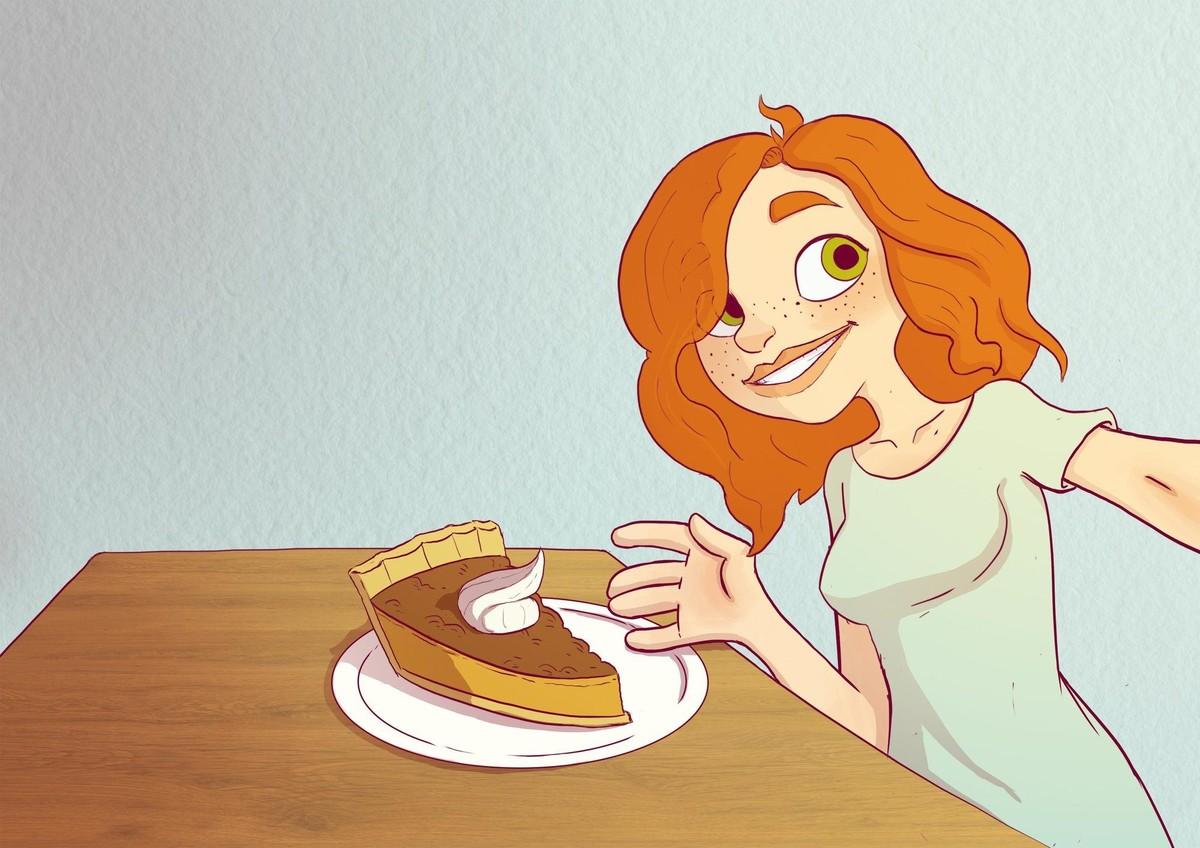 Illustratin d'Eileen avec une tarte.