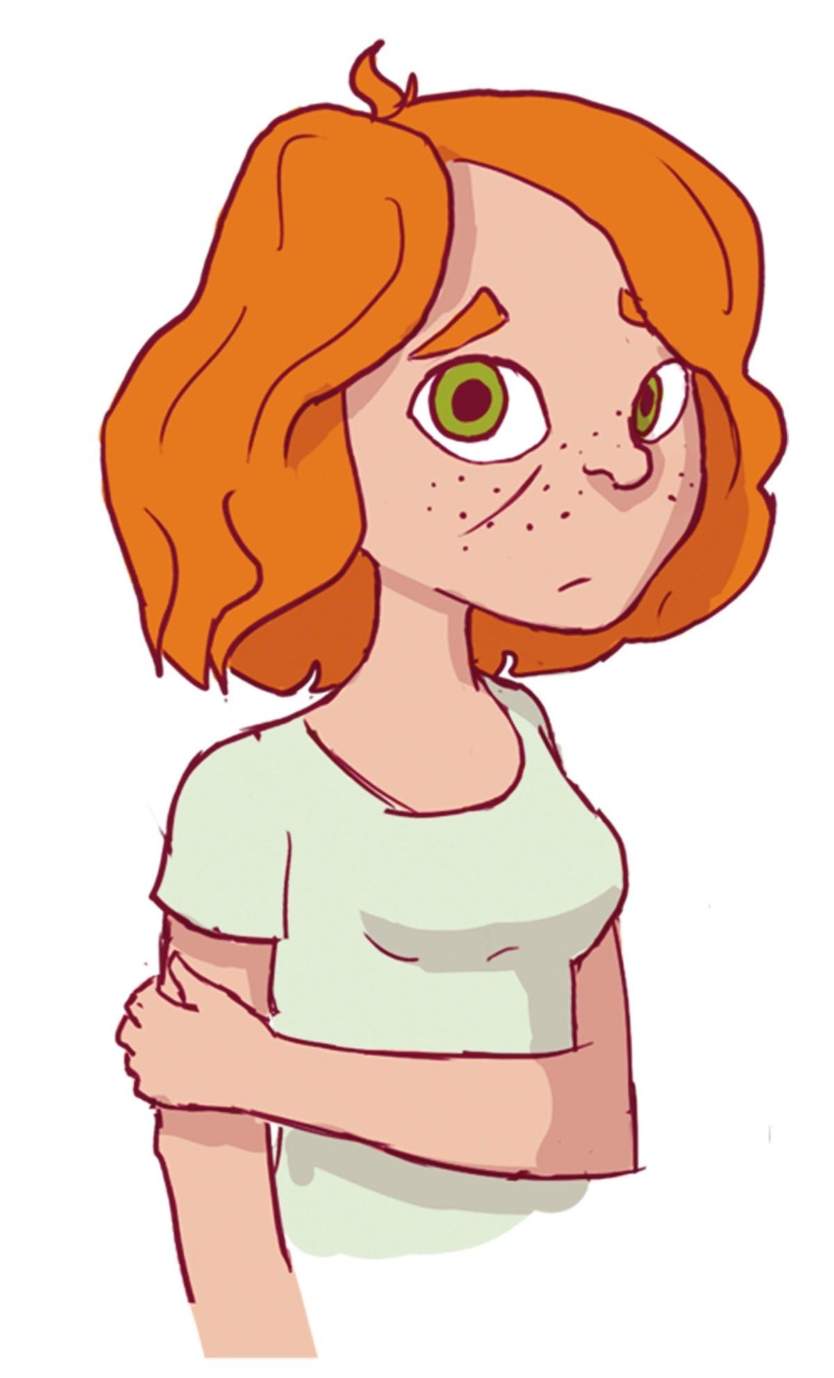 A nervous ginger girl
