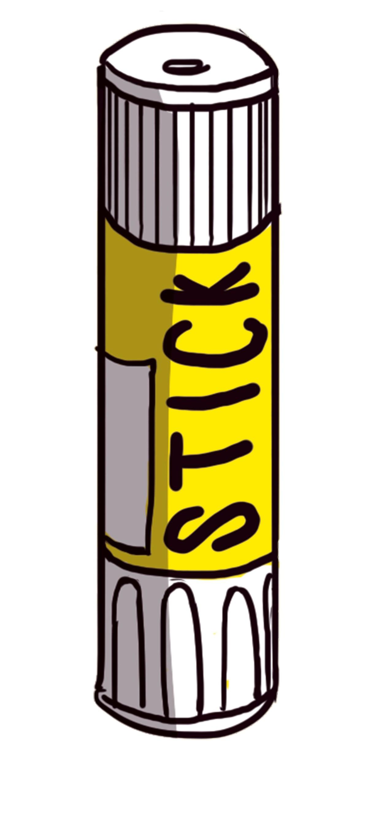 A yellow glue stick