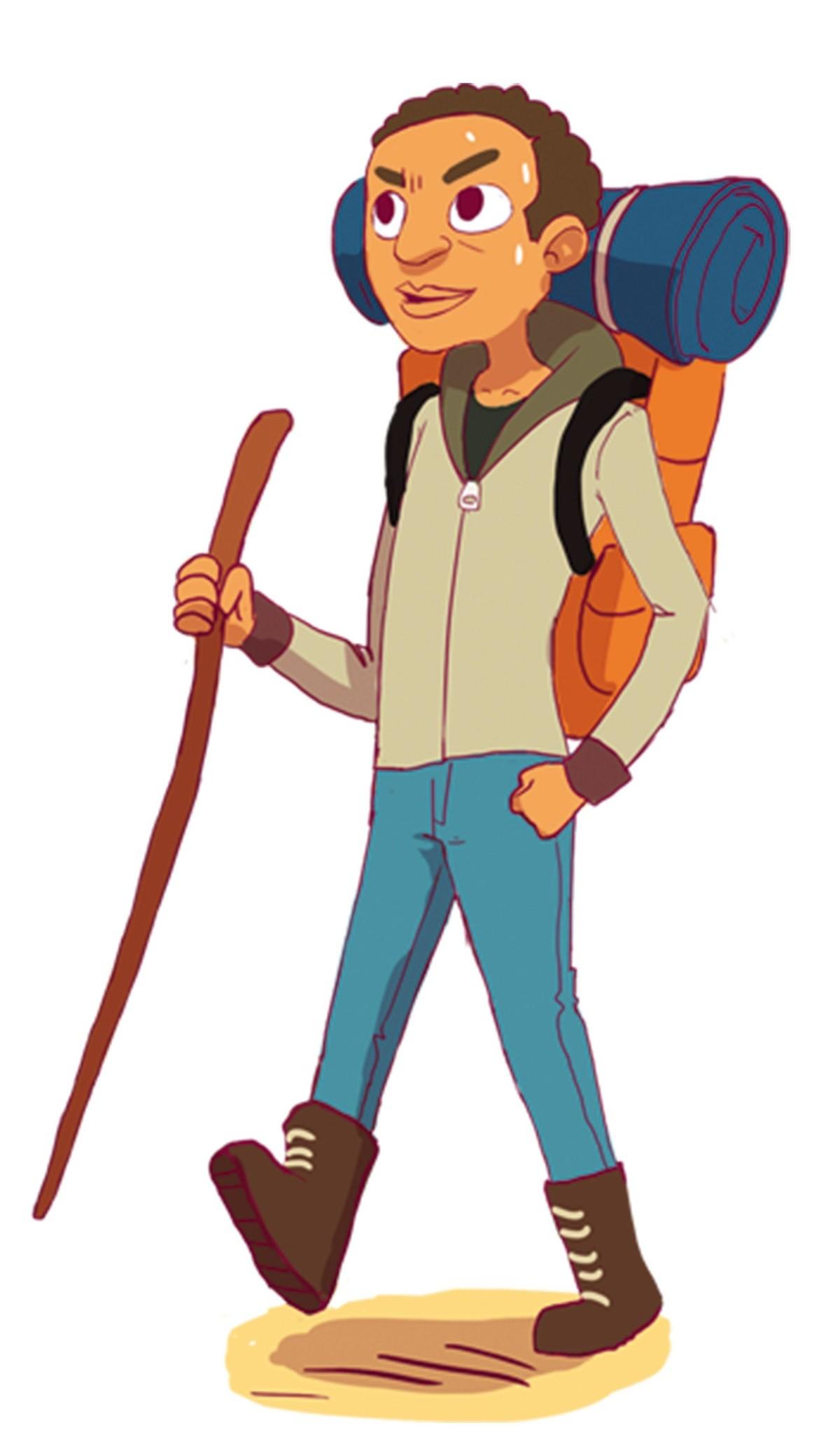 Illustration d'un garçon en randonnée.