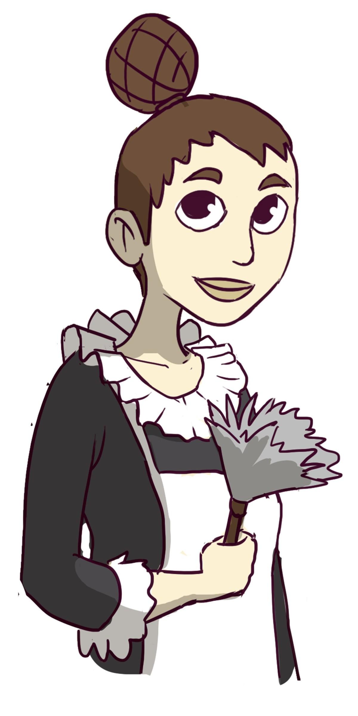 A maid with brown hair