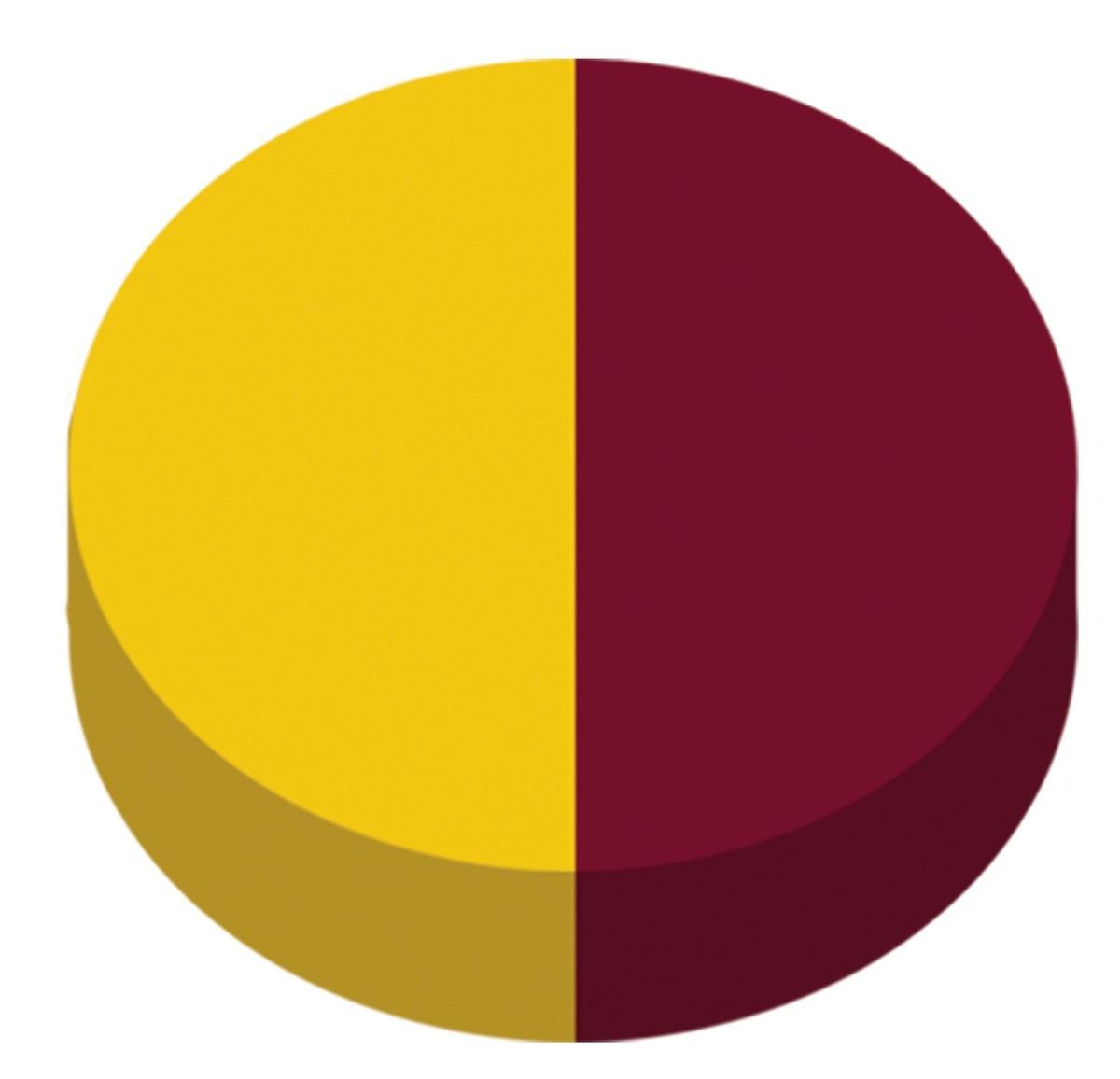 Un cercle avec deux couleur marron et jaune