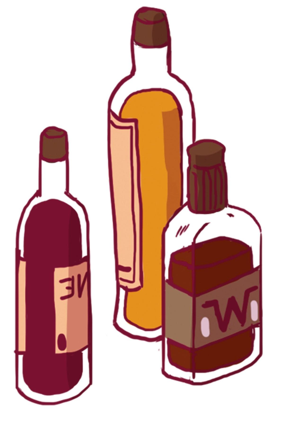 Illustration de bouteilles d'alcool.