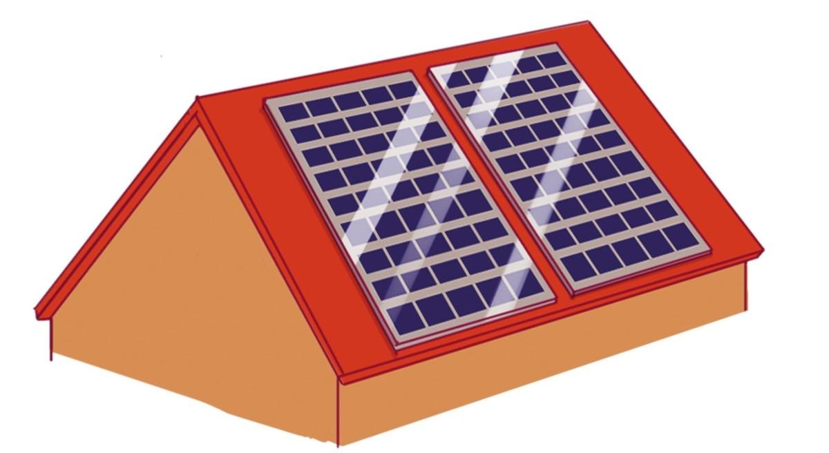 toit avec panneaux solaires