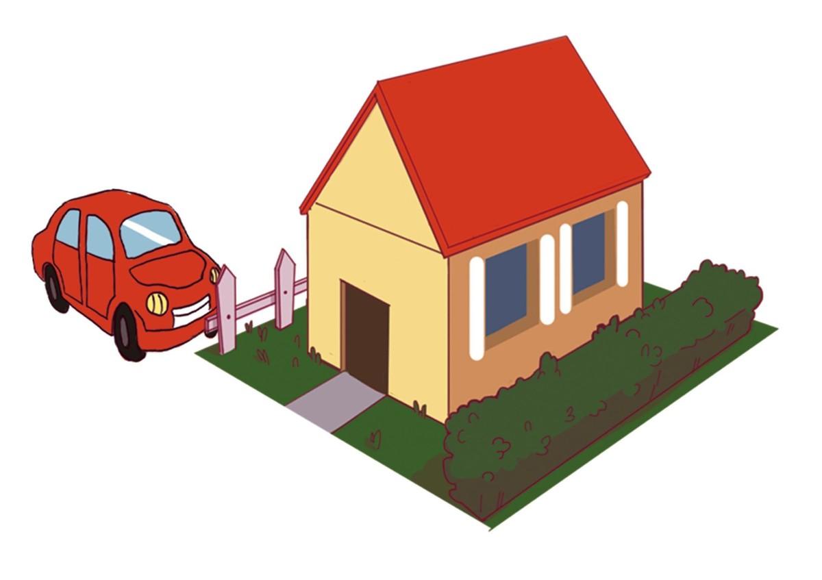 Illustration d'une maison et d'une voiture garée