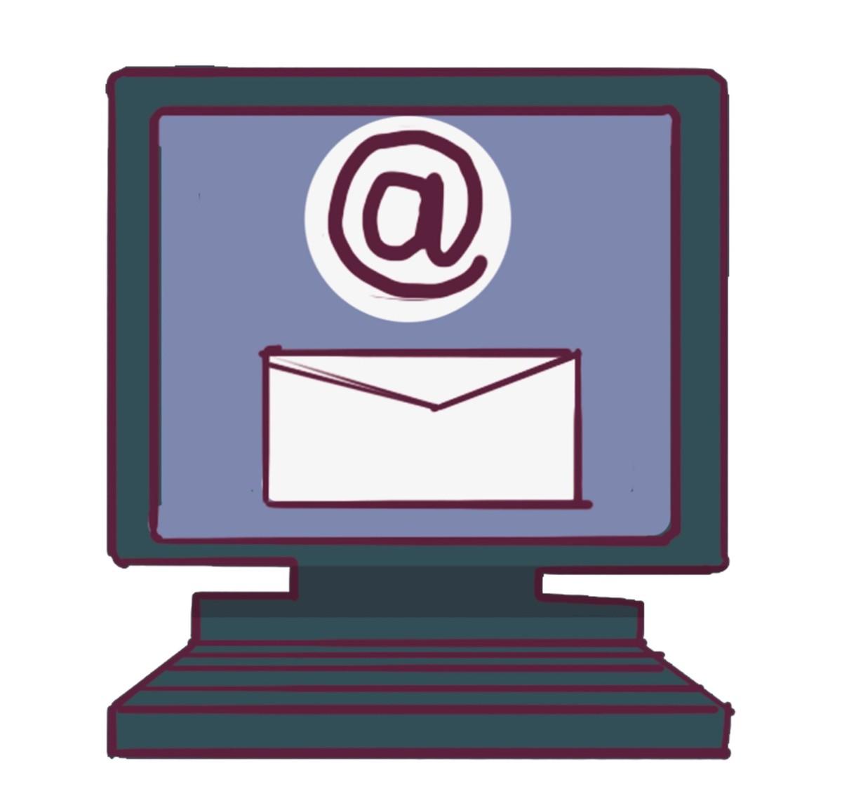 Logo écran d'ordinateur avce une arobase et une enveloppe