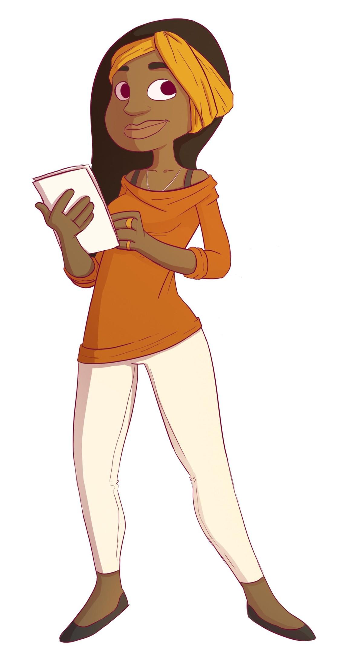 Illustration d'une jeune fille avec plusieurs feuilles de papier dans les mains