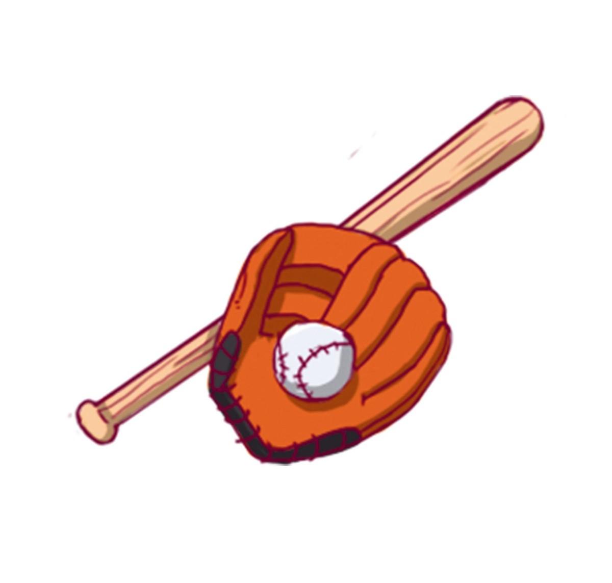 Une batte de baseball avec un gant et une balle.