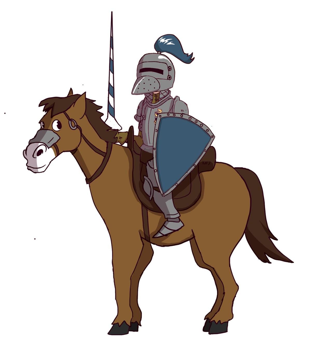 Dessin d'un chevalier sur son cheval
