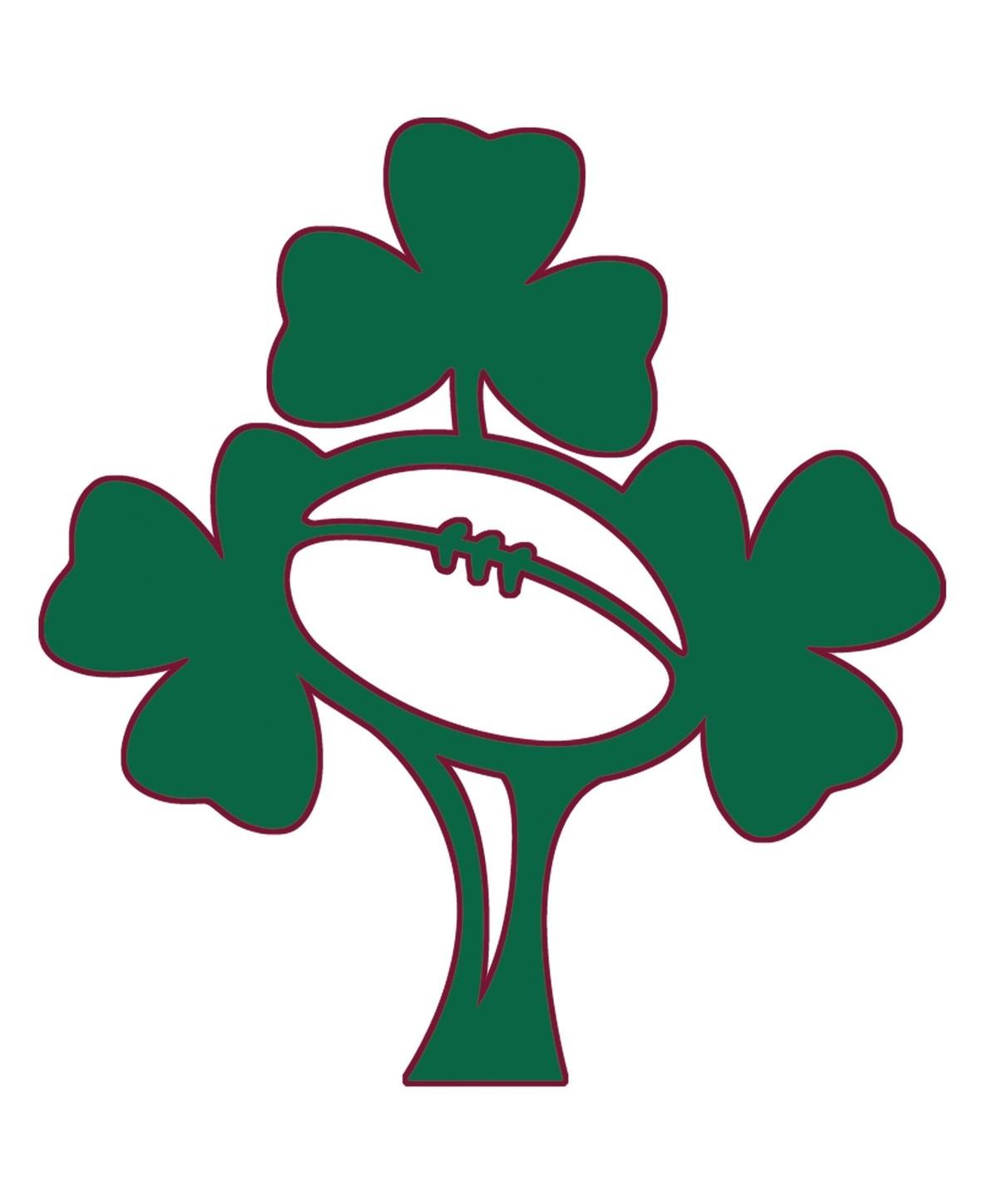 Rugby team emblem, Three green clover with a rugby balloon inside