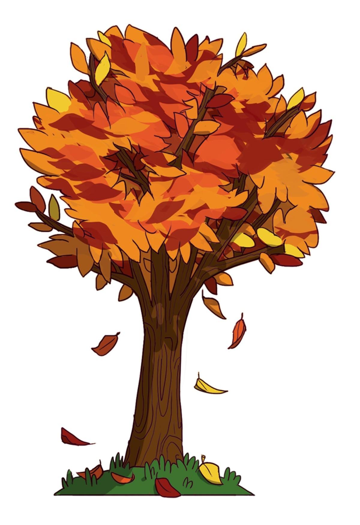 A tree with orange leaves
