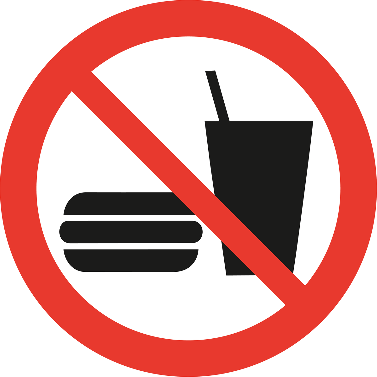 un panneau interdit de manger