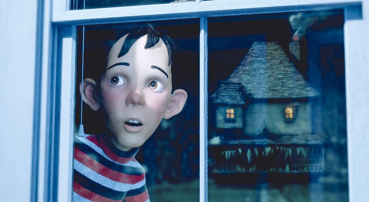 Impression d'écran d'un film en 3D, un enfant et une maison.